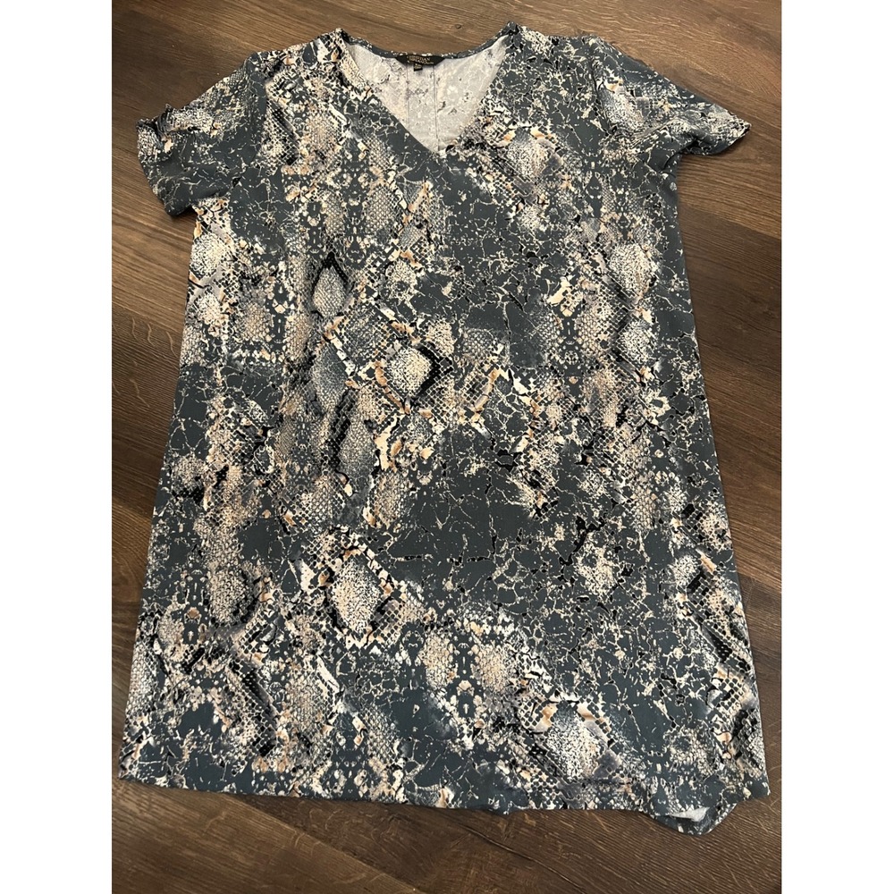 Christian Siriano New York Womens XL Snakeskin Print V-Neck Short Sleeve Dress